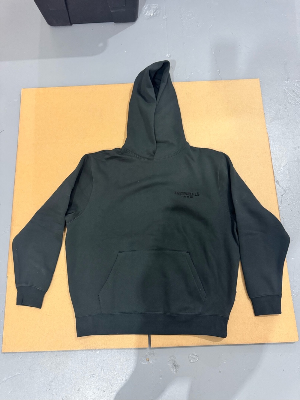 ESSENTIALS Dark Green Pullover Hoodie with Subtle Logo